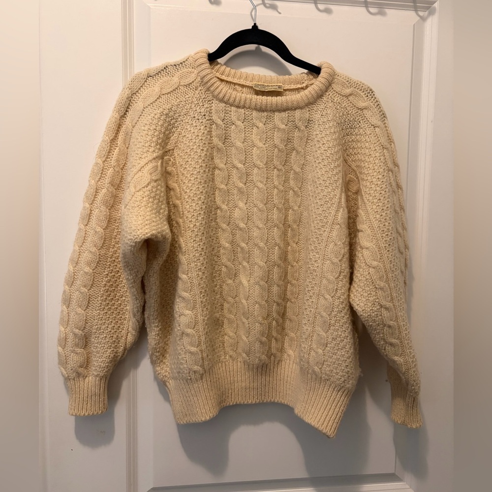 Carraic Donn Ireland Pure New Wool Cable-Knit Vintage Sweater - 42 inches